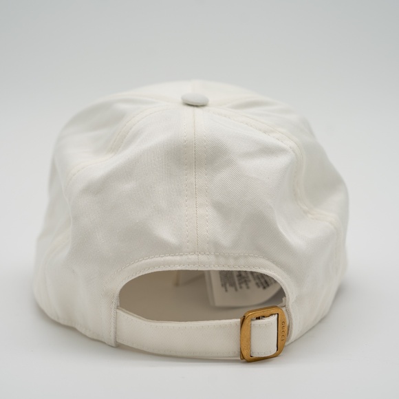 size L Gucci White Embroidered Logo Baseball Hat Cap Black Red Blue - Picture 3 of 8